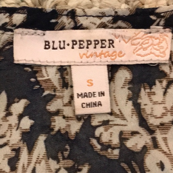 Blu Pepper Sheer Boho Tunic Top Sz S - Picture 5 of 9